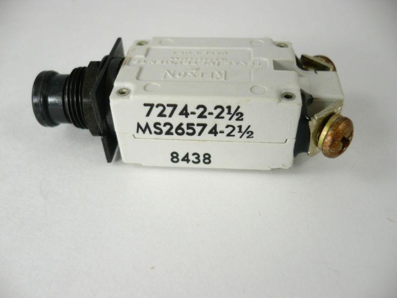  klixon 7274-2-2 1/2 circuit breaker 2 1/2 amp aircraft plane ms26574-2 1/2