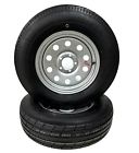 2-pk trailer tire on rim st205/75r15  lrd 8 ply 5 lug 5x4.5” modular silver rim