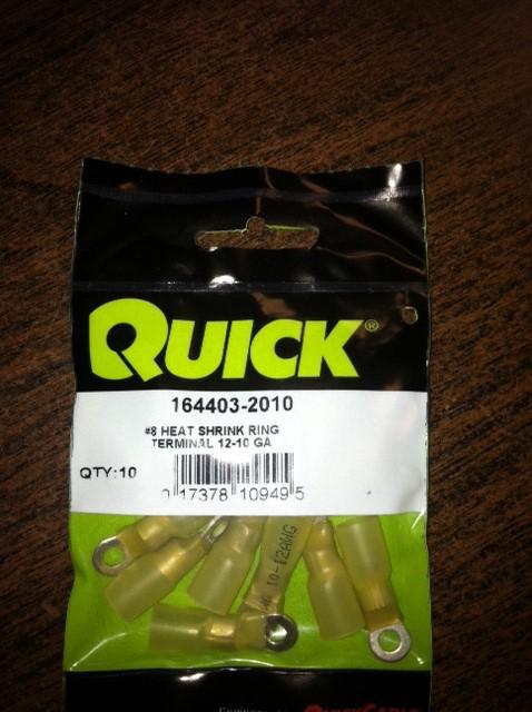 Qty (10) 164403 12-10 gauge #8 stud yellow solderless battery ring terminals 