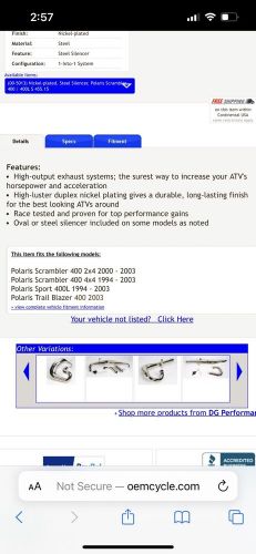 Polaris Scrambler , Sport, Trail Blazer 400 Performance Exhaust System, US $275.00, image 5