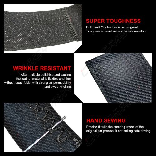 15" Steering Wheel Cover Carbon fiber pattern Genuine Leather for Toyota Prius, US $25.89, image 2