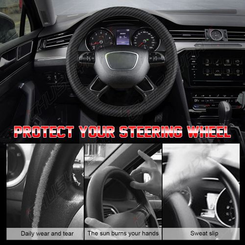 15" Steering Wheel Cover Carbon fiber pattern Genuine Leather for Toyota Prius, US $25.89, image 5