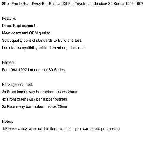 8Pcs Front+Rear Sway Bar Bushes Kit For Toyota Landcruiser 80 Series 1993-1997, US $47.71, image 3