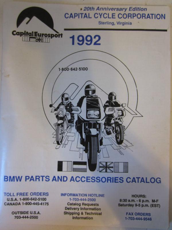 Vintage 1992 capital cycle corporation bmw parts and accessories catalog