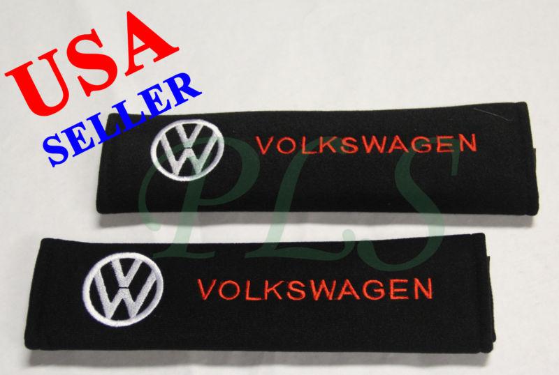 Volkswagen vw seat belt cover shoulder pads black cushion pair