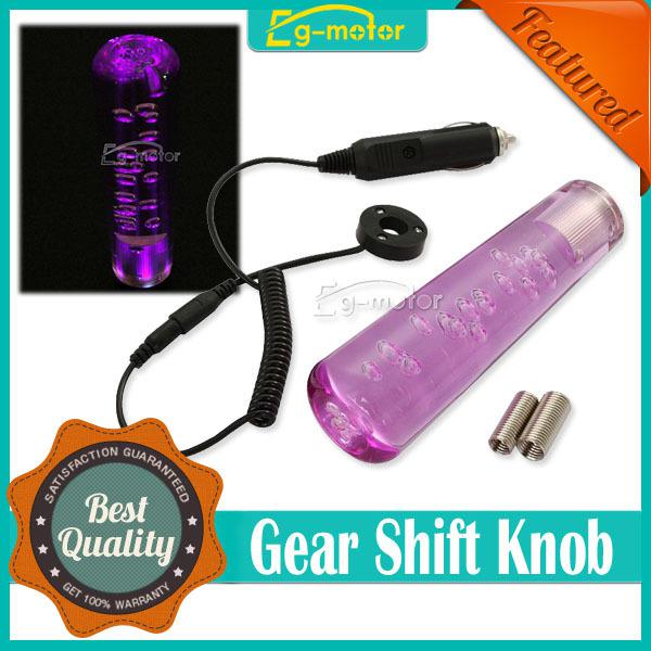 Purple universal car manual crystal bubble led light gear stick shift shifter