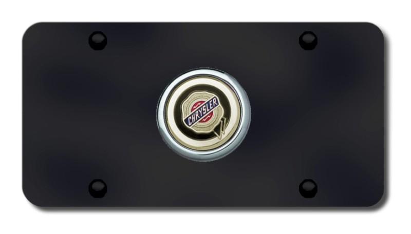 Chrysler  oem logo on black license plate made in usa genuine