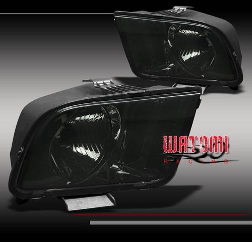 05-09 ford mustang crystal headlights smoke 06 07 08 bullitt gt shelby new set