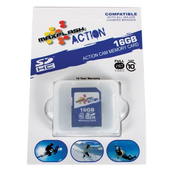 New maxflash action 16 gb sd card for hd video cameras class 10 ideal for go pro