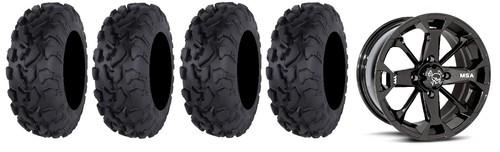 Msa black elixir 14" atv wheels 30" bajacross tires can-am commander maverick