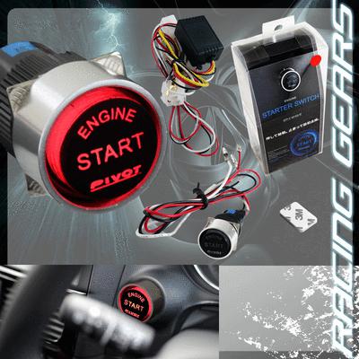 Jdm 0.75" engine ignition starter button switch red led light + chrome border
