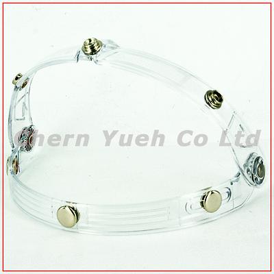 Transparent adapter flip up base attachment for 3 snaps bubble shield visor mask