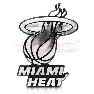 Nba miami heat 3d chrome car emblem, easy install, licensed + free gift