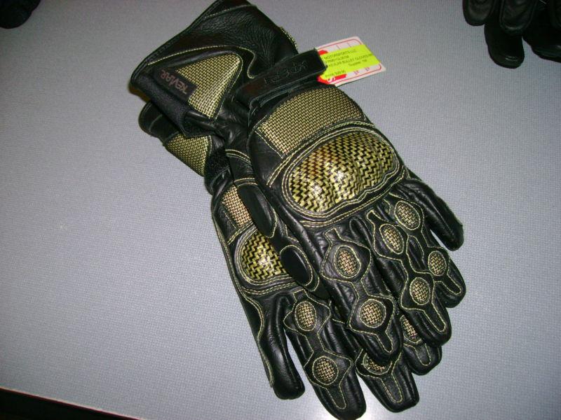 Xpert kevlar riding gloves black and yellow mens medium m md