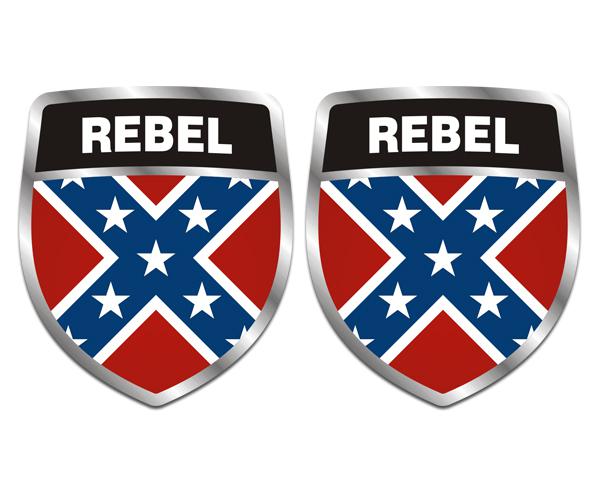 Confederate rebel flag shield decal set 3"x2.5" american vinyl sticker zu1