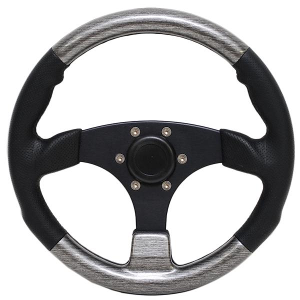 Malibu ms5053421mb0 black / brushed silver 13 1/4 inch boat steering wheel