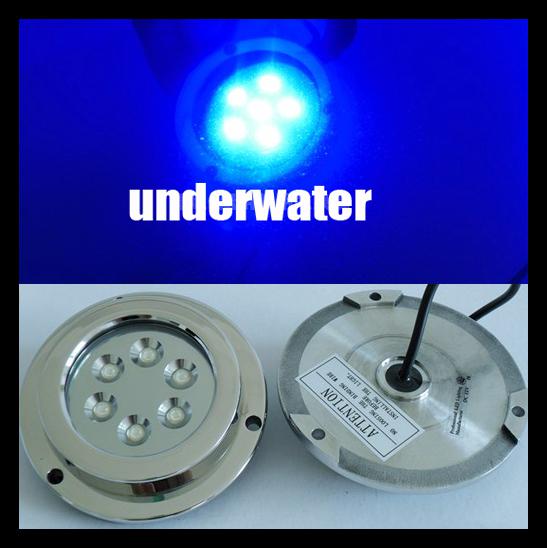 2x 6w blue color stainless steel, ip68 underwater yacht boat marine led light