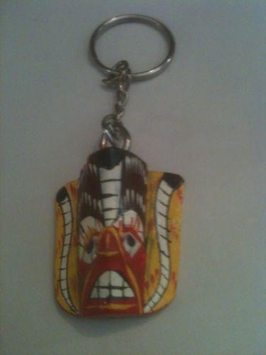 Carved painted mask wooden key fob chain free shipping