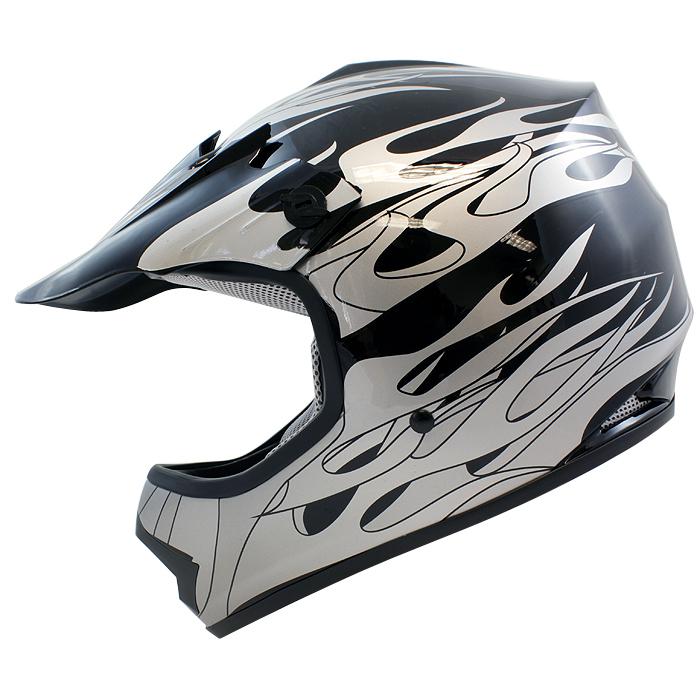 Youth black flame dirt bike atv motocross helmet mx ~s