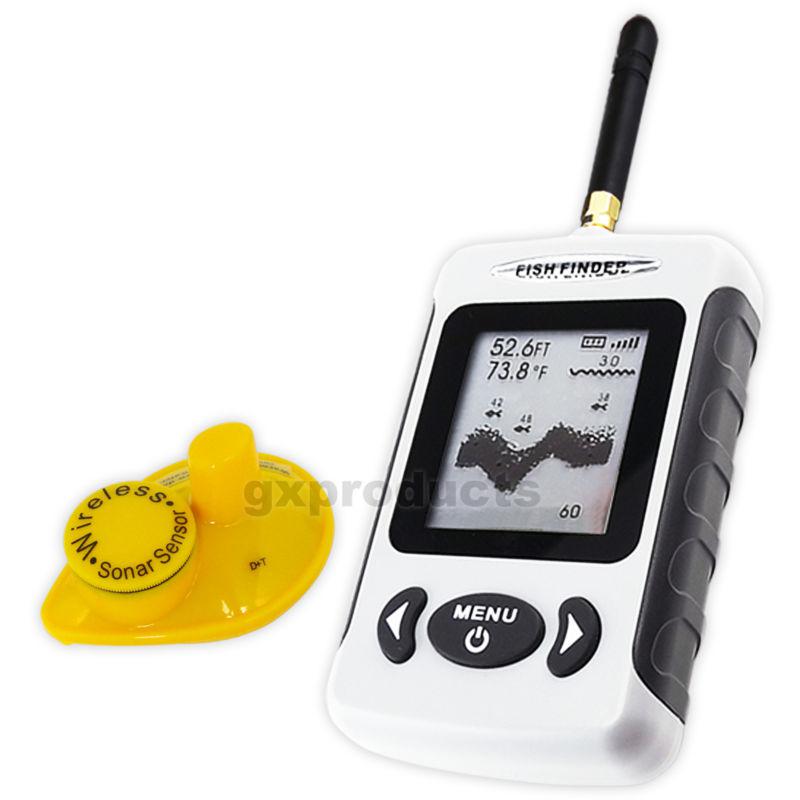 Wireless portable dot matrix fish finder ipx4 sonar radio/fish depth °c / °f 