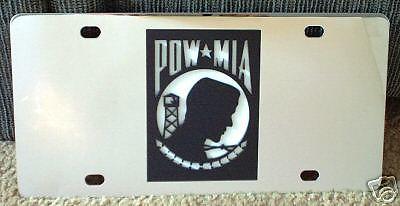 Pow mia stainless steel vanity license plate tag