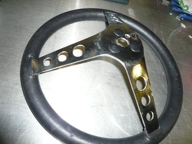 New Old Stock Rat Rod Hot Rod Dragster Steering Wheel 3 Spoke Chrome Blk 13