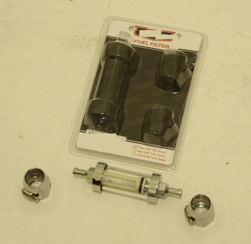 Buy Inline Fuel Filter, Chrome Glass w/Chrome Cover Sleeves 1/4" in