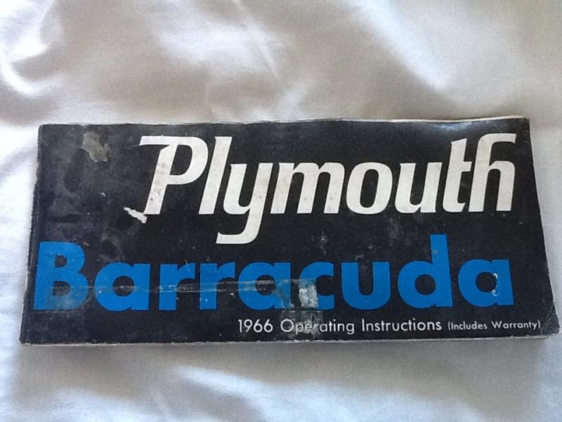 Buy 1966 Plymouth Barracuda Operating Instructions (Includes Warranty