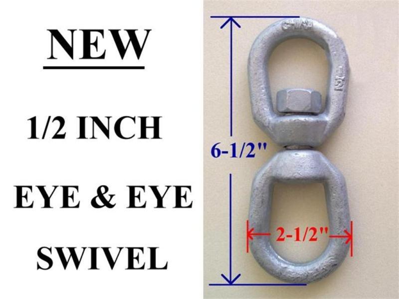 Swivel 1/2" (12.7 mm) galvanized eye & eye swivel ~ 3600 lb. load limit ~ new!