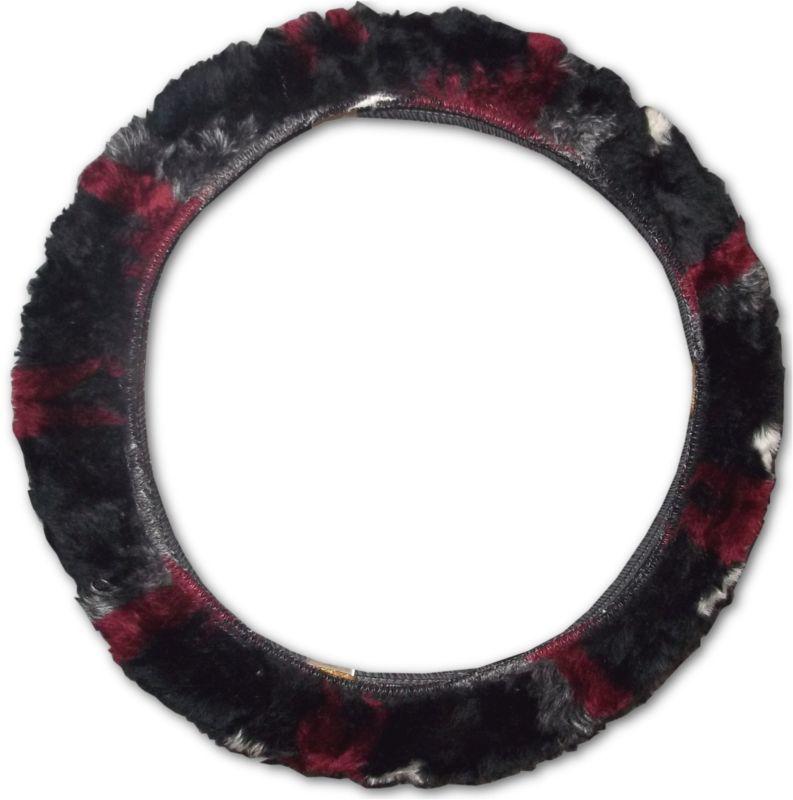 Southwestern faux fur maroon universal steering wheel cover for car truck suv #4