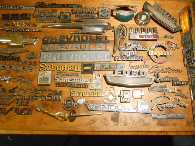 Inventory clearance all vintage metal emblem lot. mopar ford man cave collection