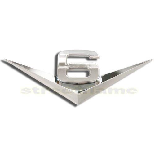 1 pair chrome v6 emblems/stickers/decals/badges/chrysler/ford/mazda/honda new 