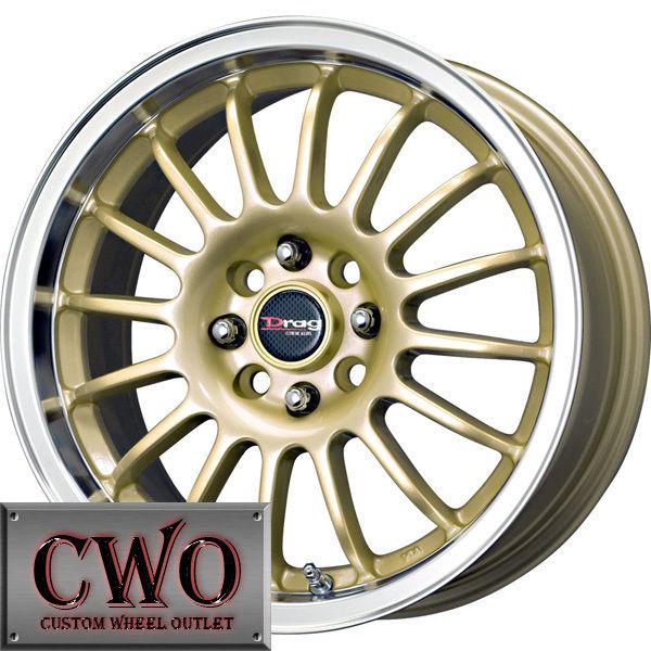 15 gold drag dr-41 wheels rims 4x100 4 lug civic mini miata g5 cobalt xb integra