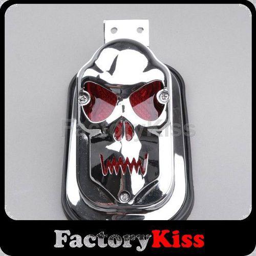 Buy New Universal-Fit Skull Chrome Casing Motorcycle Brake Tail Light
