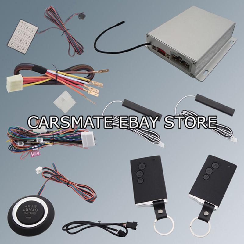 Car alarm system pke with engine start stop push button and password keyboard