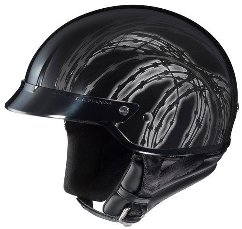 Hjc cs-2n razor open face half shell motorcycle helmet black size medium