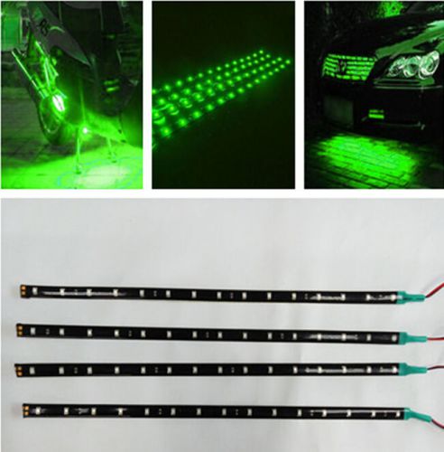 4x green 12v 30cm 15smd led waterproof flexible strip light for honda motorcycle