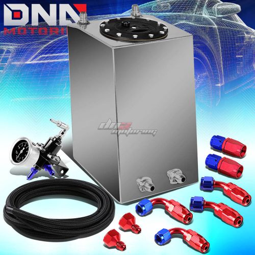 3 gallon polished aluminum fuel oil tank+cap+line kit+pressure regulator black