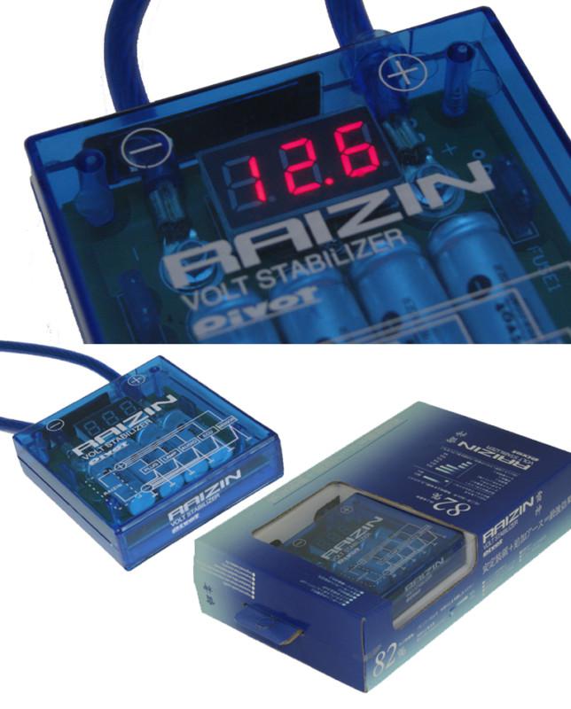 Blue universal raizin pivot mega voltage stabilizer regulator fuel saver red led