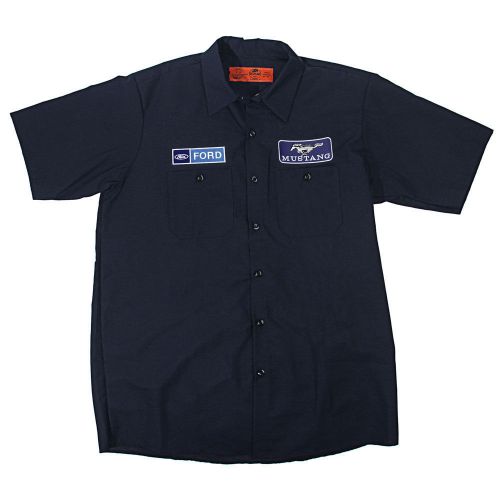 Apparel mustang mechanic's shirt button-up navy blue large