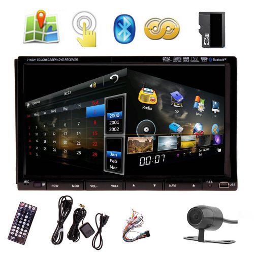 Camera+7" in dash 2 din car stereo dvd player gps navigation mic bluetooth radio