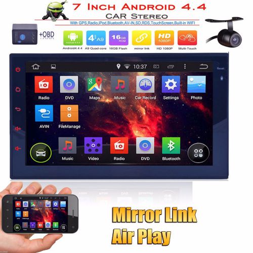 7"quad-core android 4.4 car player radio stereo gps wifi 3g mirror link+obd+cam