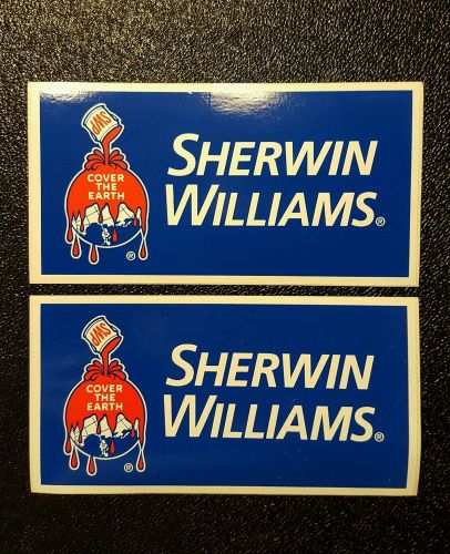 2 new sherwin williams paint,  racing decal stickers size 6 3/4 x 3 1/2 in.