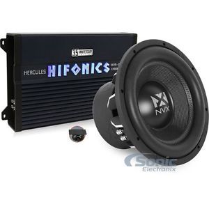 Hifonics + nvx bass pack: 1000w 12" vc subwoofer w/ hercules monoblock amplifier