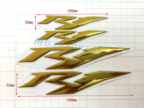 4 pcs gold r1 raised 3d chrome decal emblem sticker yamaha r1 2007-2013 bling