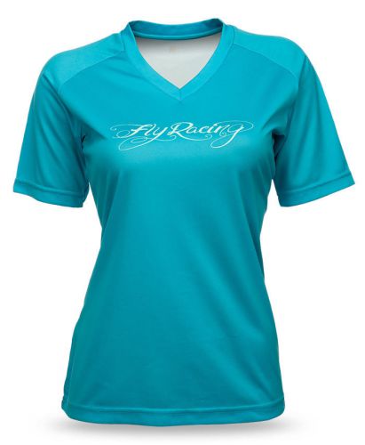 Fly racing action womens jersey turquoise blue