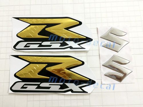 Gsxr1000 gsxr750 3d raised chrome gold emblem s decal tank sticker gsxr600 bling