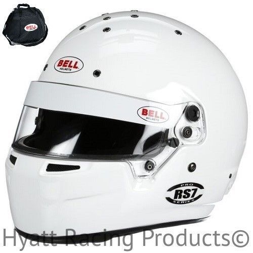 Bell rs7 auto racing helmet sa2015 &amp; fia8859 - 7 3/8 (59) / white (free bag)