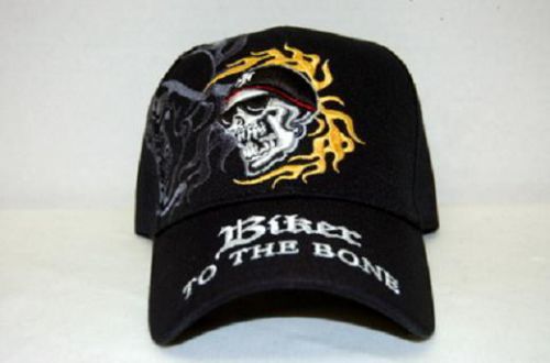 "biker to the bone" adjustable ball cap w/bandana-wearing skull   **nice**