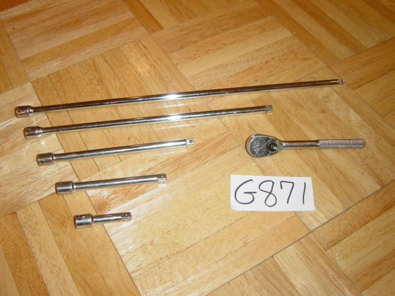 Mac tools 5 piece 1/4 drive extensions 2, 4, 6,10,14 inch & 5 inch ratchet set 
